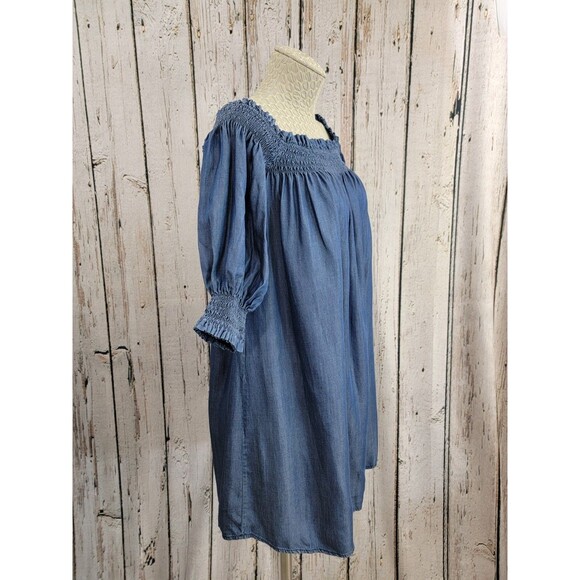 Imperial S Designer Denim Gusseted Off Shoulder Tunic Shirt Top Blouse EUC - Picture 9 of 15